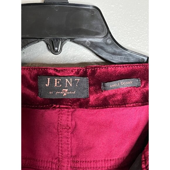 Jen7 By 7 For All Mankind Ankle Skinny Velvet Pants Size 18 Burgundy‎ MSRP $109 - Picture 4 of 5